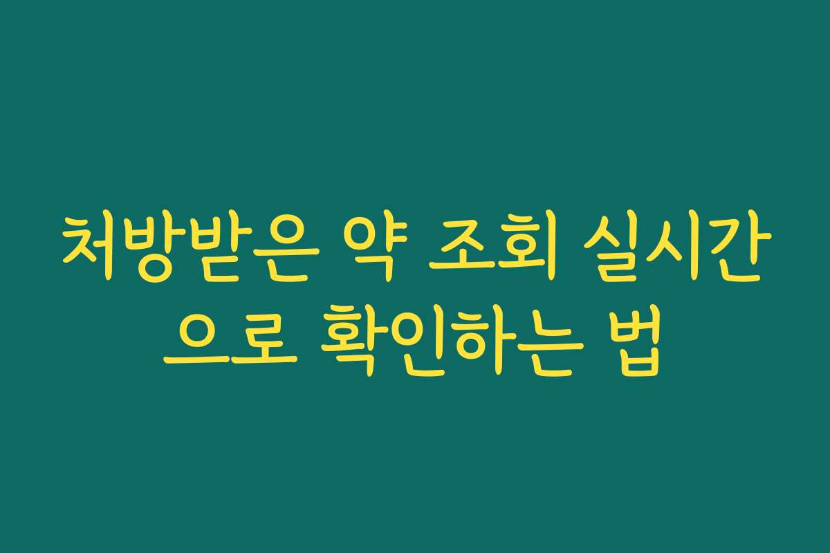 처방받은 약 조회 실시간으로 확인하는 법 처방받은 약 조회 실시간으로 확인하는 법