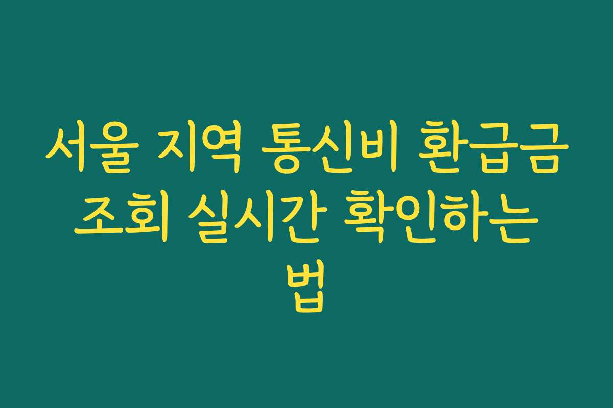 서울 지역 통신비 환급금 조회 실시간 확인하는 법