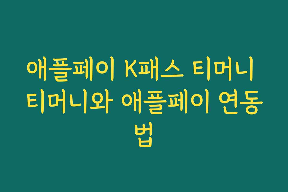 애플페이 K패스 티머니 티머니와 애플페이 연동법 애플페이 K패스 티머니 티머니와 애플페이 연동법