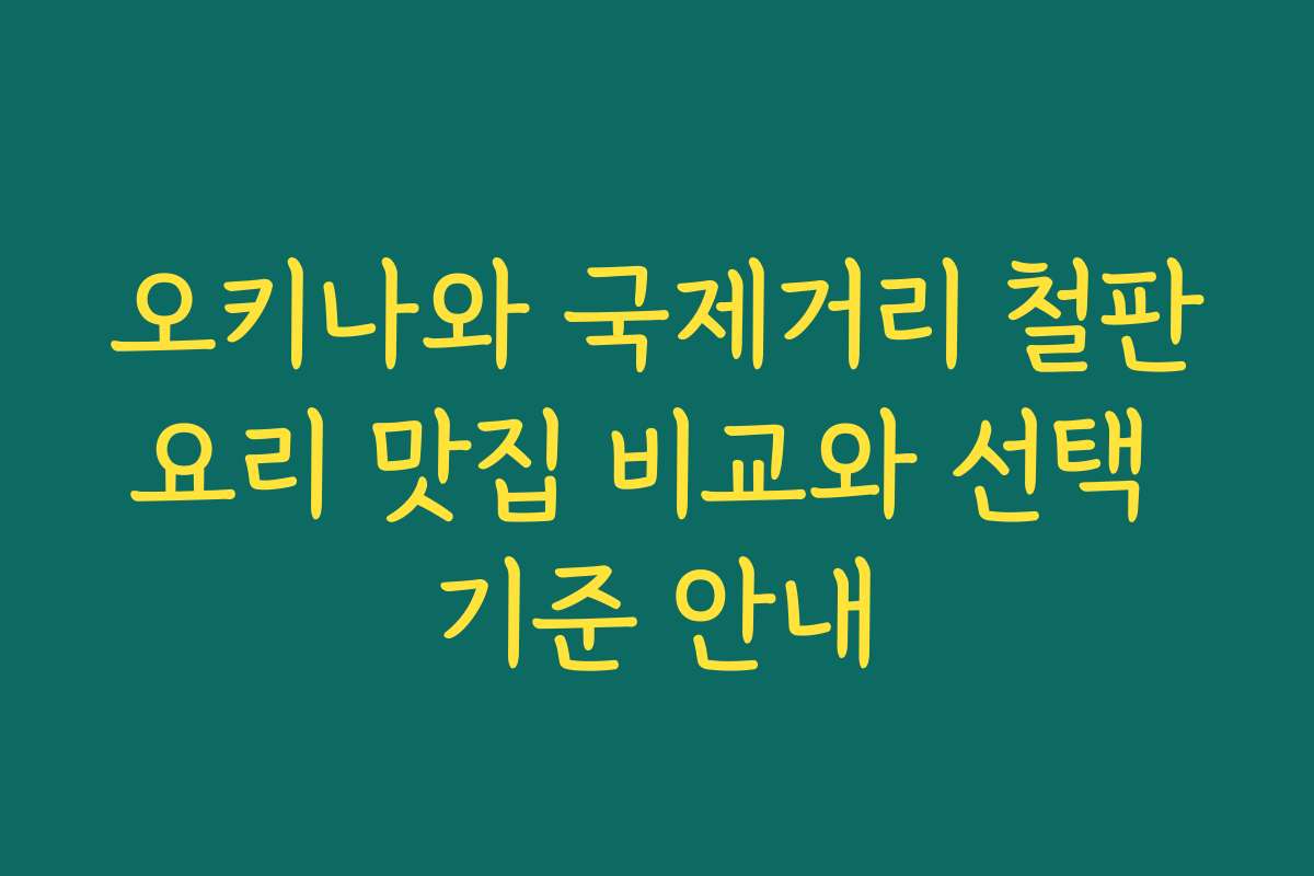 오키나와 국제거리 철판요리 맛집 비교와 선택 기준 안내