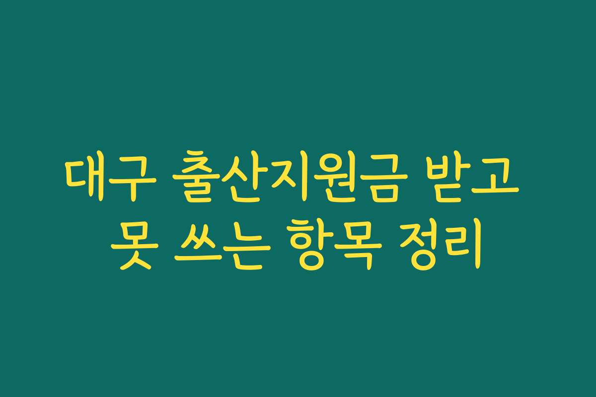 대구 출산지원금 받고 못 쓰는 항목 정리 대구 출산지원금 받고 못 쓰는 항목 정리
