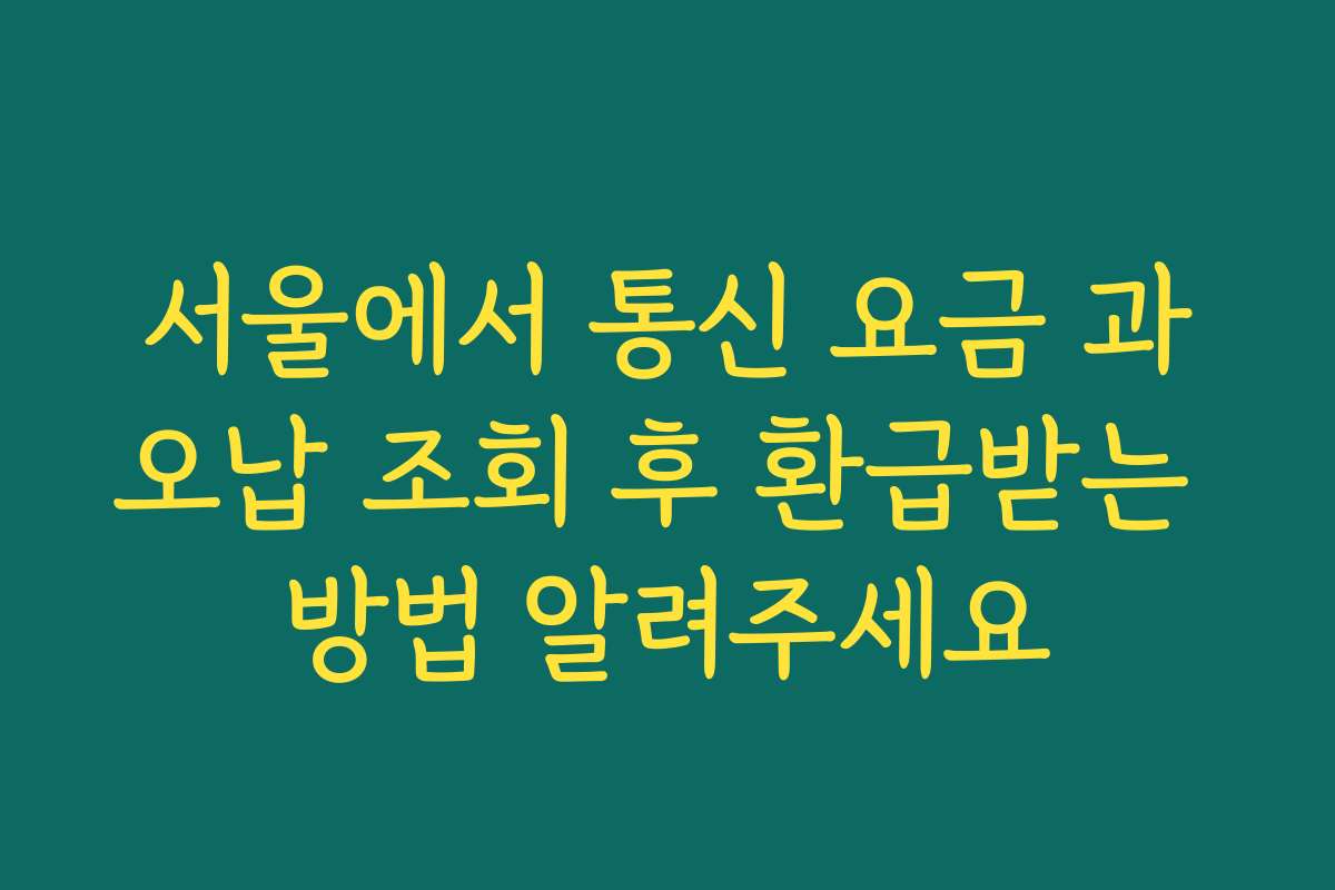 서울에서 통신 요금 과오납 조회 후 환급받는 방법 알려주세요