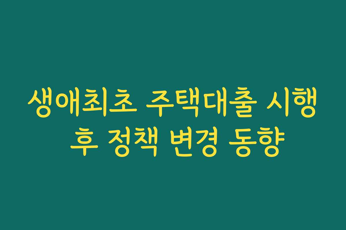 생애최초 주택대출 시행 후 정책 변경 동향 생애최초 주택대출 시행 후 정책 변경 동향