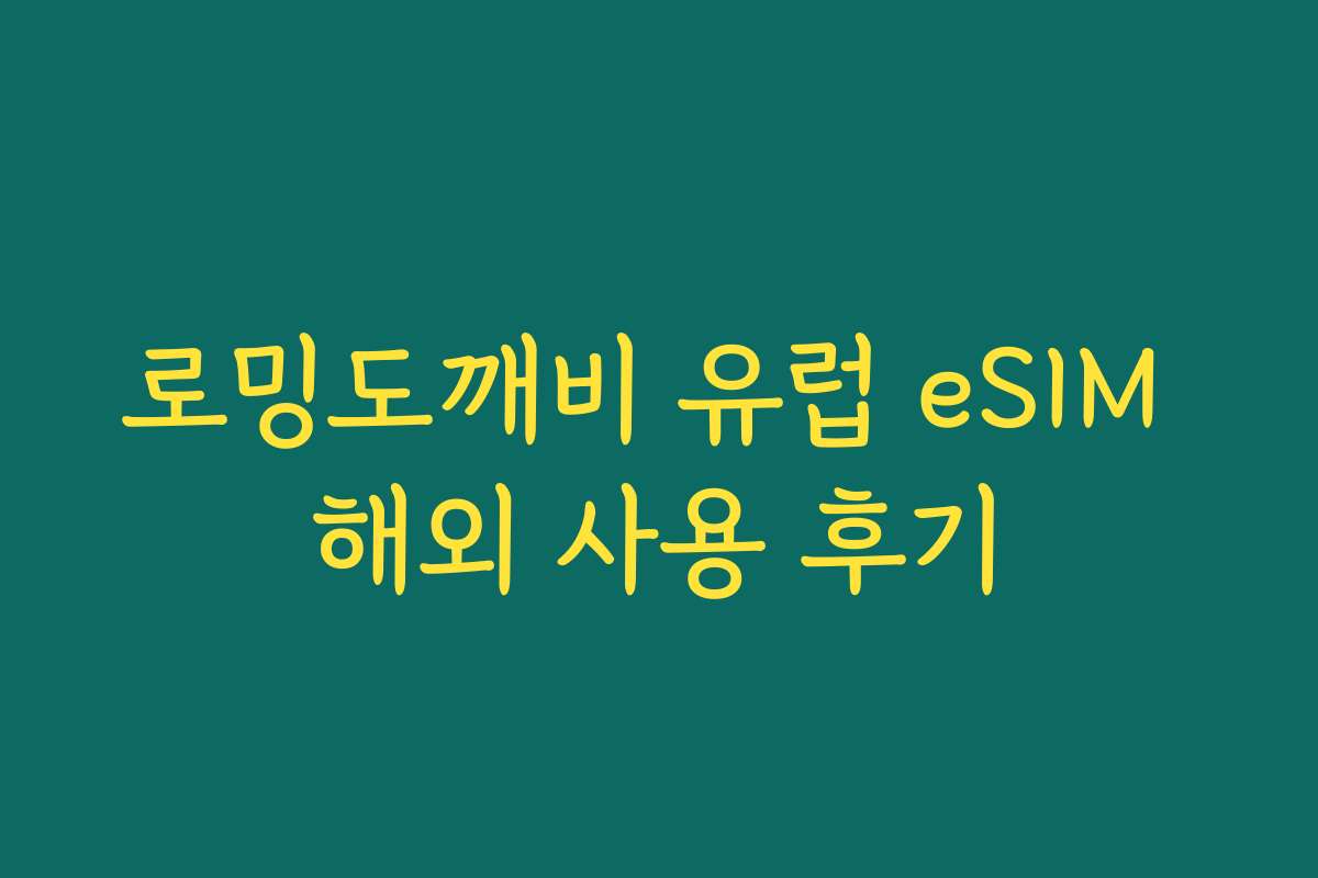 로밍도깨비 유럽 eSIM 해외 사용 후기