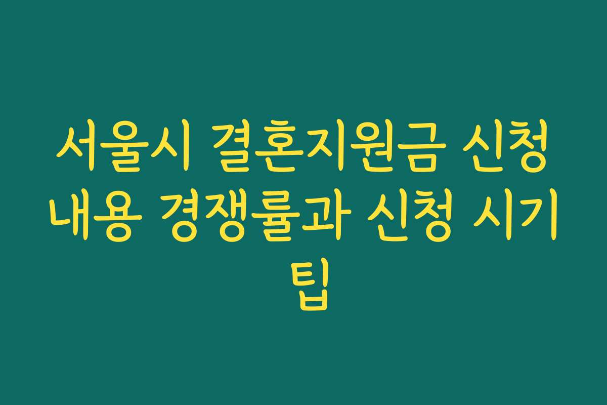서울시 결혼지원금 신청내용 경쟁률과 신청 시기 팁
