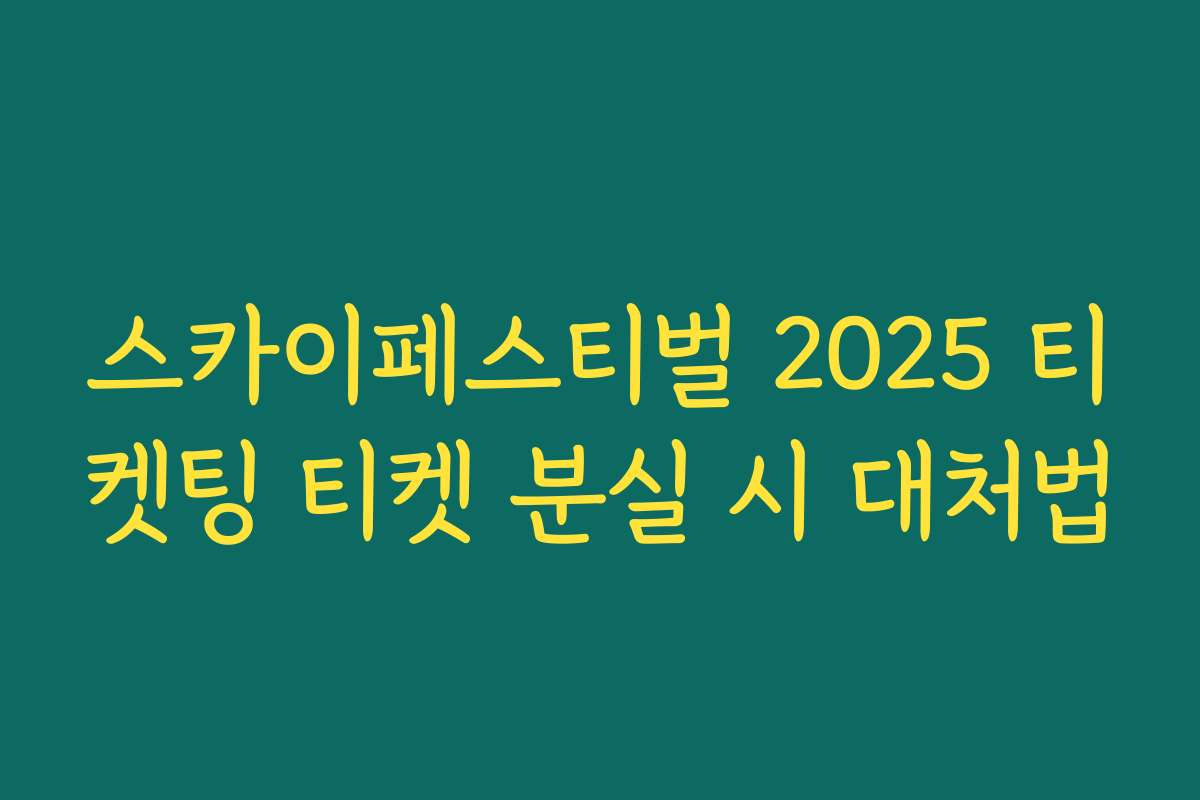 스카이페스티벌 2025 티켓팅 티켓 분실 시 대처법 스카이페스티벌 2025 티켓팅 티켓 분실 시 대처법