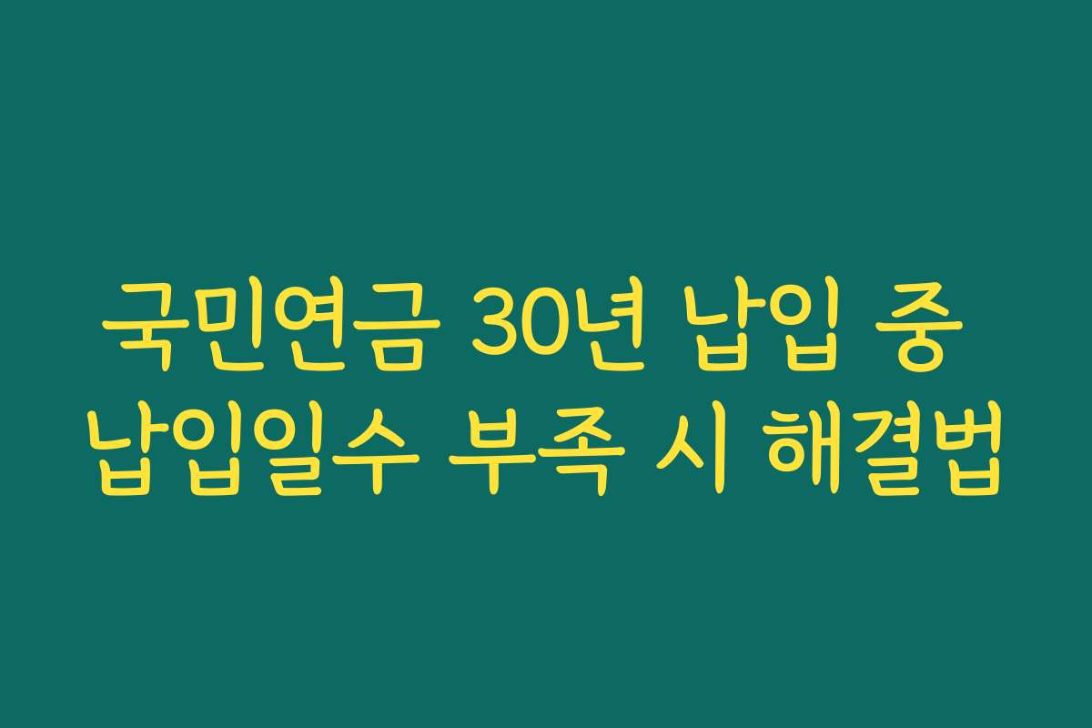 국민연금 30년 납입 중 납입일수 부족 시 해결법