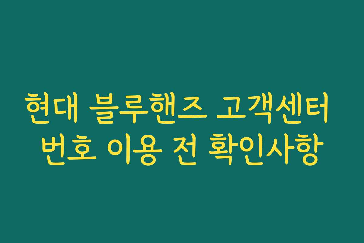 현대 블루핸즈 고객센터 번호 이용 전 확인사항 현대 블루핸즈 고객센터 번호 이용 전 확인사항