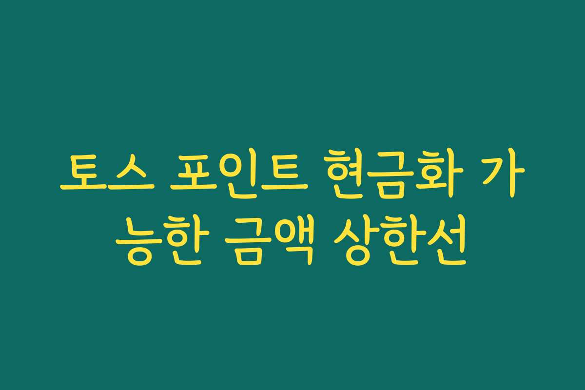 토스 포인트 현금화 가능한 금액 상한선 토스 포인트 현금화 가능한 금액 상한선