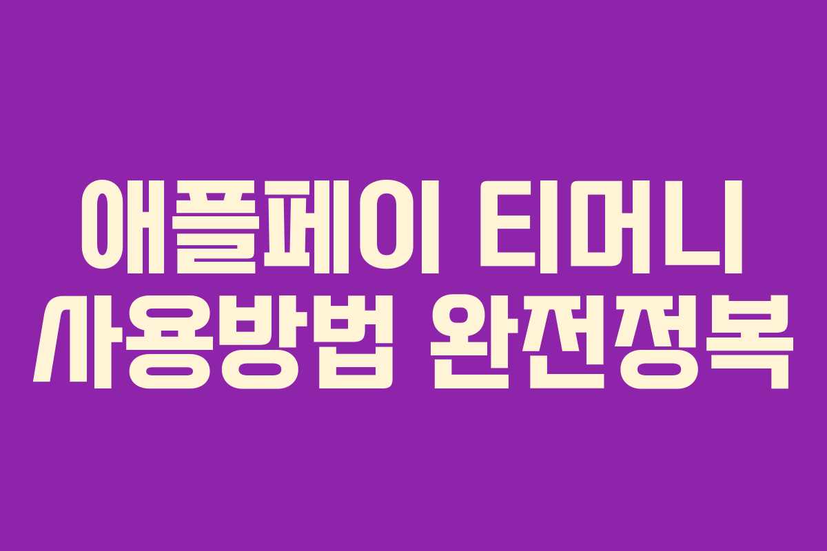 애플페이 티머니 사용방법 완전정복 애플페이 티머니 사용방법 완전정복