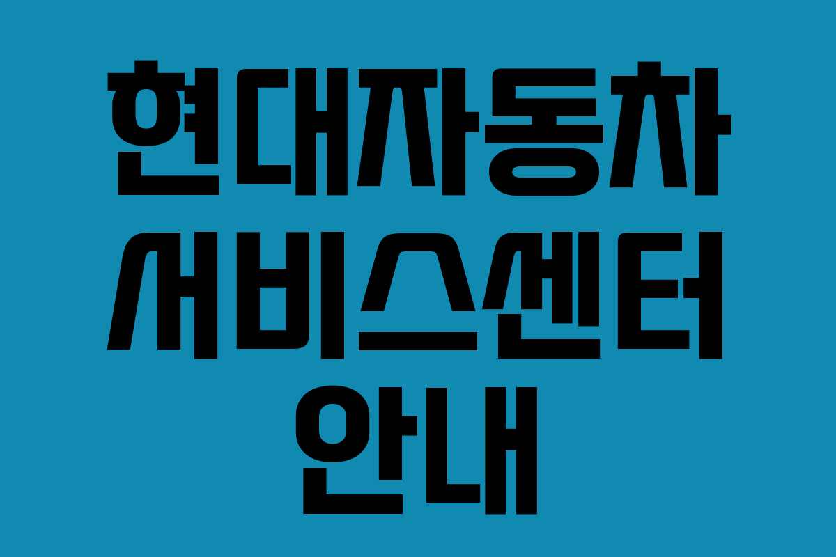 현대자동차 서비스센터 안내 현대자동차 서비스센터 안내