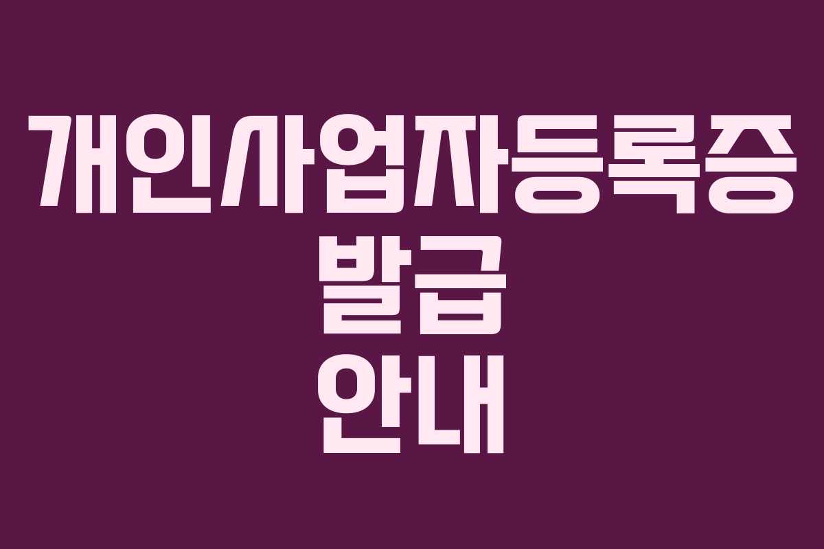 개인사업자등록증 발급 안내 개인사업자등록증 발급 안내