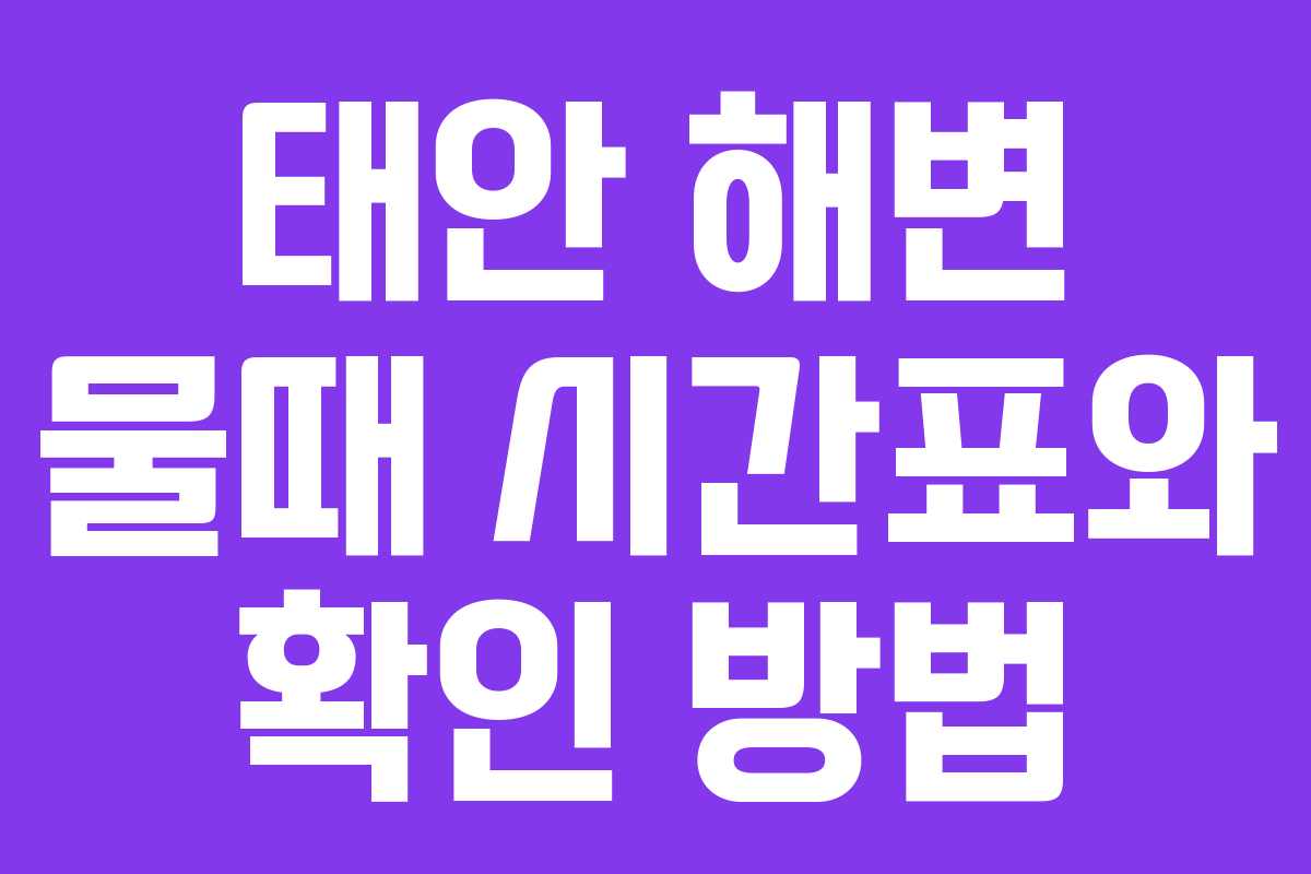 태안 해변 물때 시간표와 확인 방법 태안 해변 물때 시간표와 확인 방법