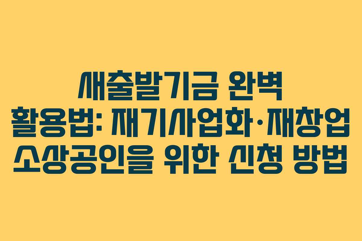 새출발기금 완벽 활용법: 재기사업화·재창업 소상공인을 위한 신청 방법