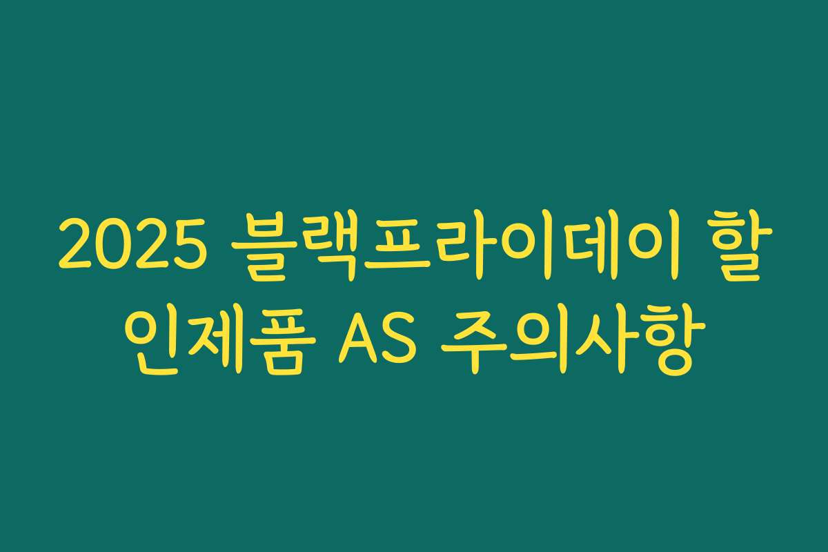 2025 블랙프라이데이 할인제품 AS 주의사항 2025 블랙프라이데이 할인제품 AS 주의사항