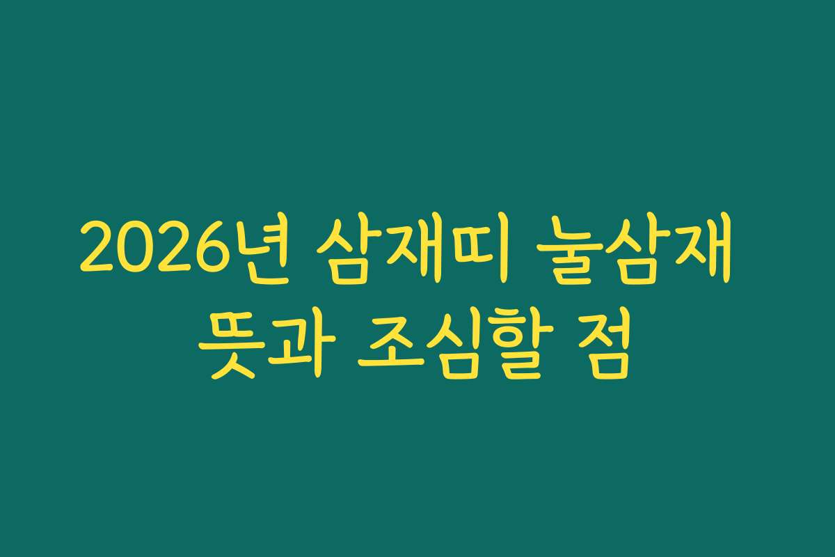 2026년 삼재띠 눌삼재 뜻과 조심할 점
