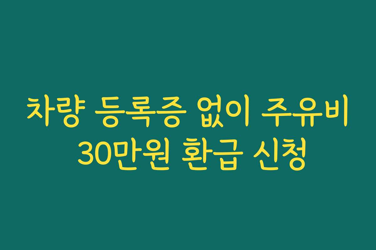 차량 등록증 없이 주유비 30만원 환급 신청