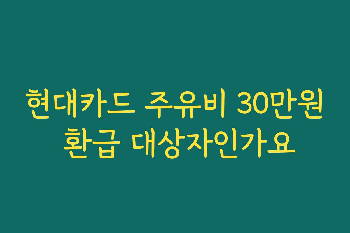 현대카드 주유비 30만원 환급 대상자인가요