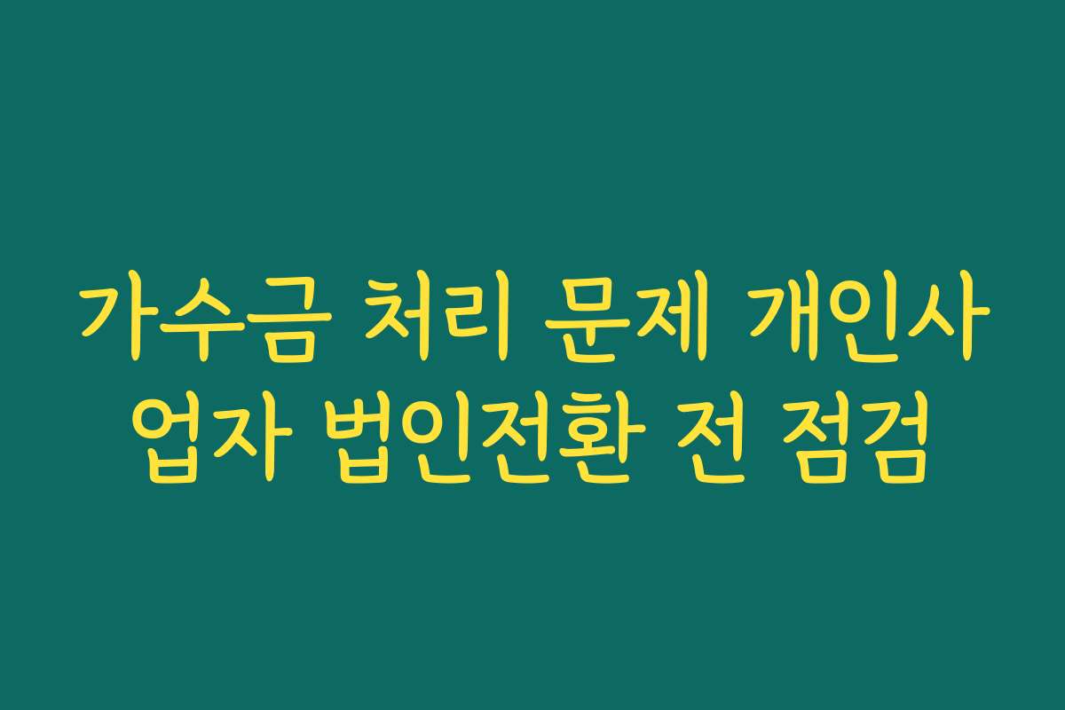 가수금 처리 문제 개인사업자 법인전환 전 점검