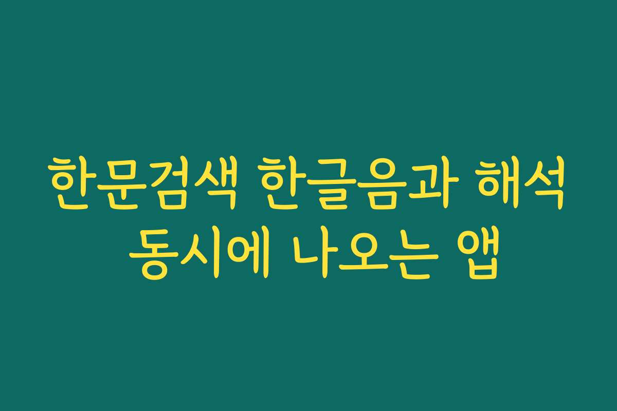 한문검색 한글음과 해석 동시에 나오는 앱
