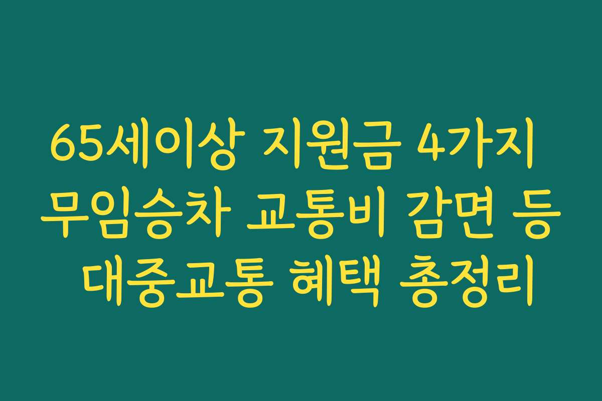 65세이상 지원금 4가지 무임승차 교통비 감면 등 대중교통 혜택 총정리