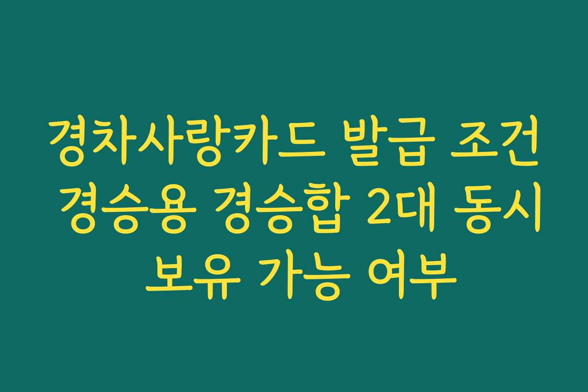 경차사랑카드 발급 조건 경승용 경승합 2대 동시 보유 가능 여부