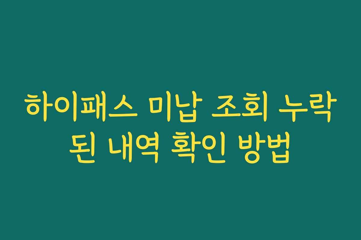 하이패스 미납 조회 누락된 내역 확인 방법