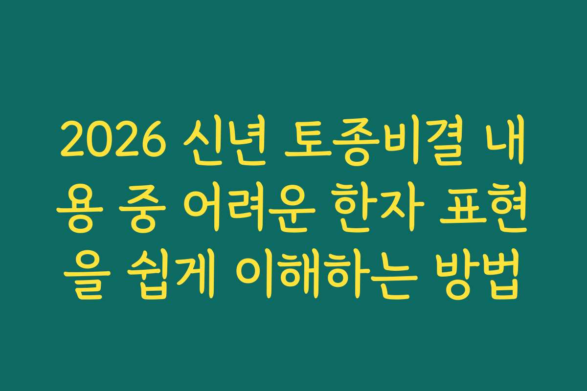 2026 신년 토종비결 내용 중 어려운 한자 표현을 쉽게 이해하는 방법