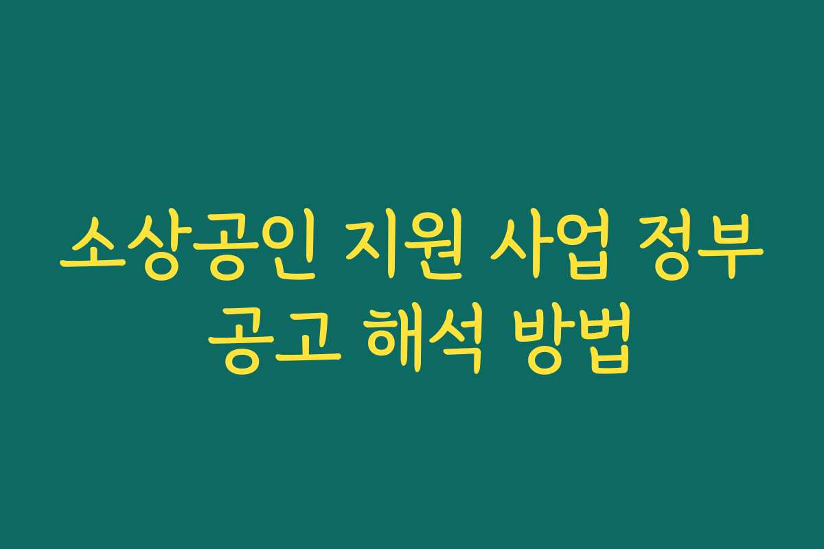 소상공인 지원 사업 정부 공고 해석 방법