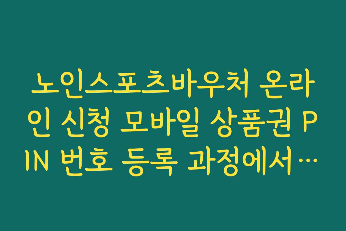 노인스포츠바우처 온라인 신청 모바일 상품권 PIN 번호 등록 과정에서 자주 생기는 오류 해결법