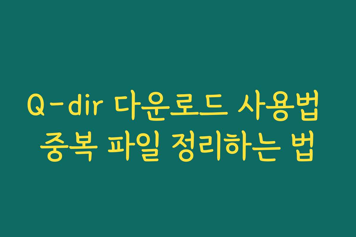 Q-dir 다운로드 사용법 중복 파일 정리하는 법
