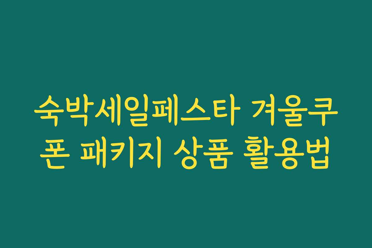 숙박세일페스타 겨울쿠폰 패키지 상품 활용법
