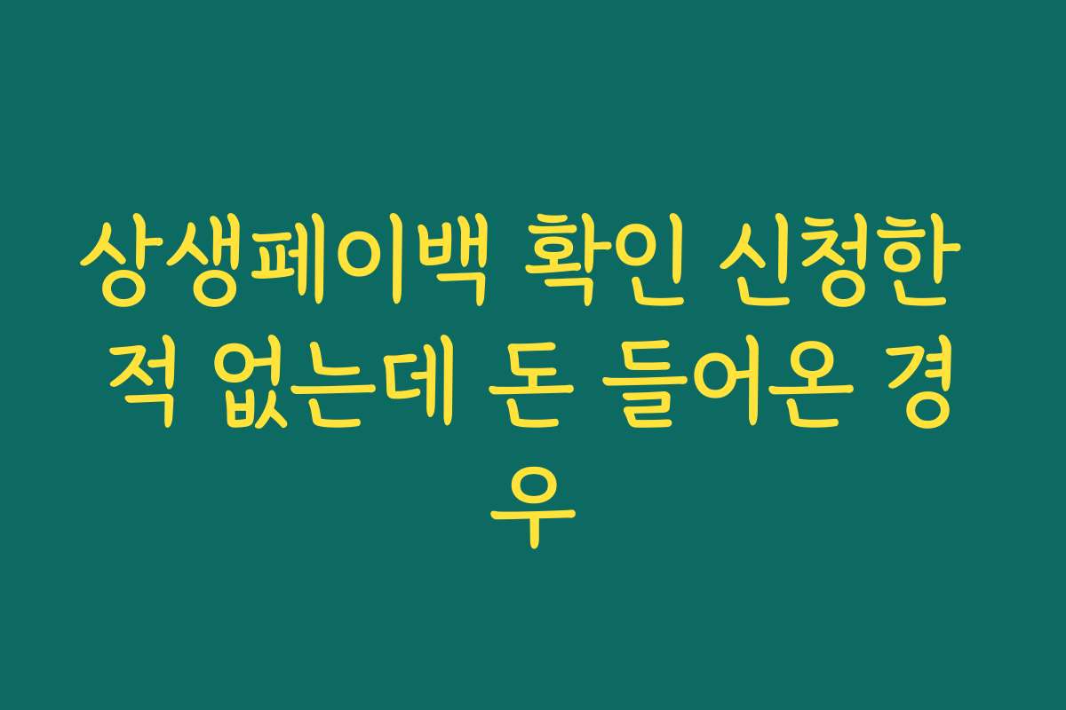 상생페이백 확인 신청한 적 없는데 돈 들어온 경우