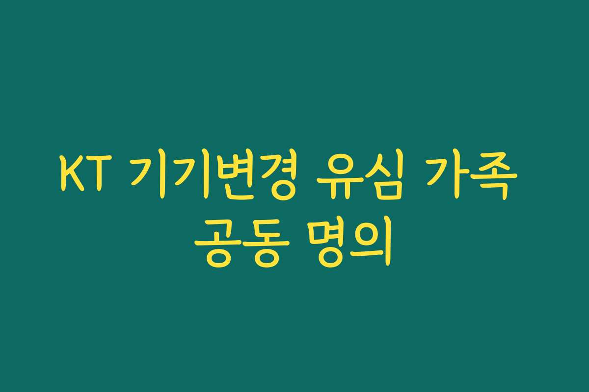 KT 기기변경 유심 가족 공동 명의
