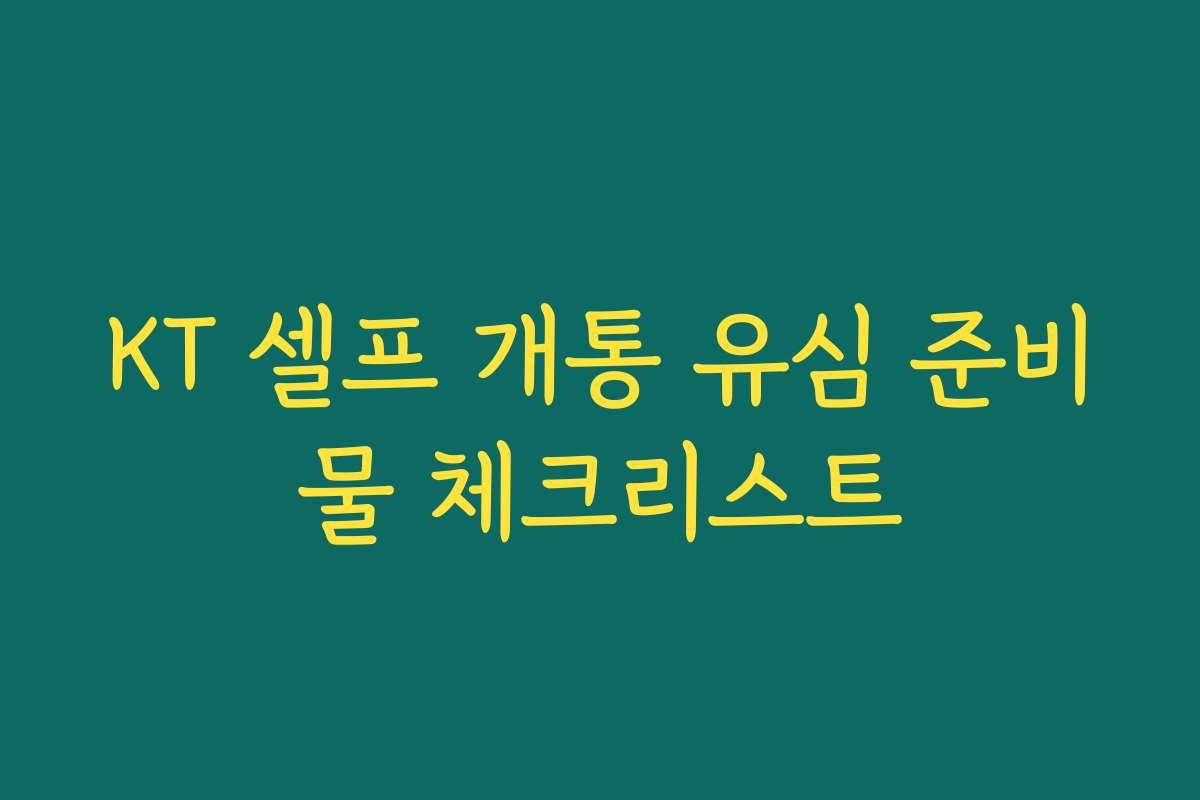 KT 셀프 개통 유심 준비물 체크리스트