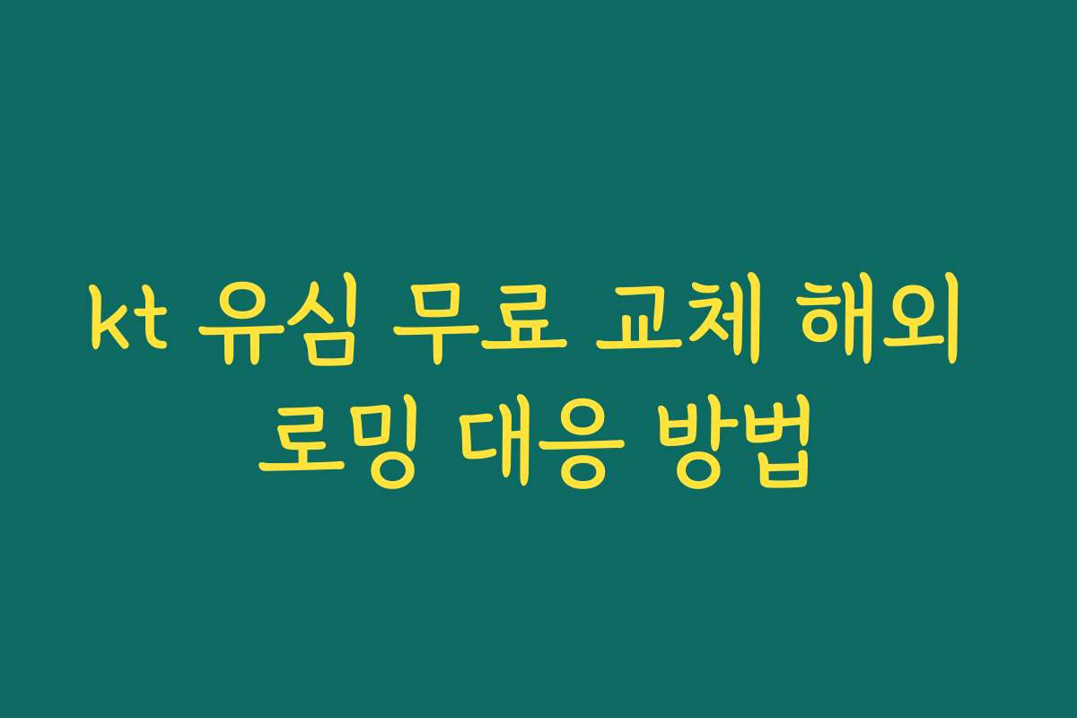 kt 유심 무료 교체 해외 로밍 대응 방법