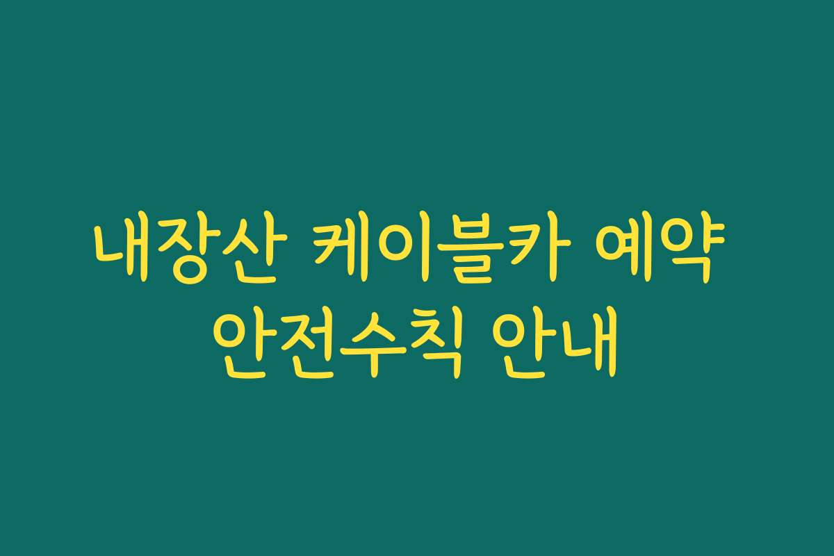 내장산 케이블카 예약 안전수칙 안내