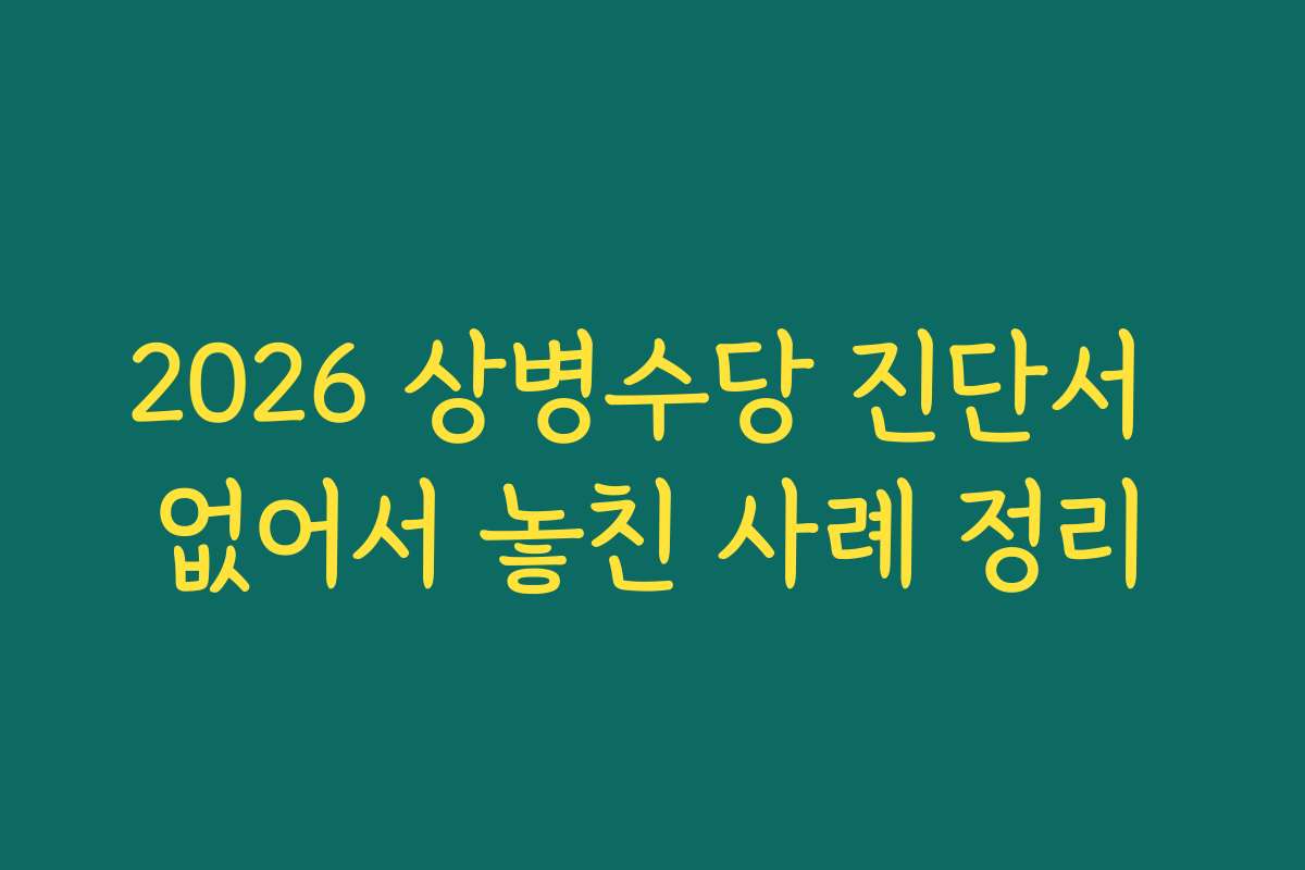2026 상병수당 진단서 없어서 놓친 사례 정리