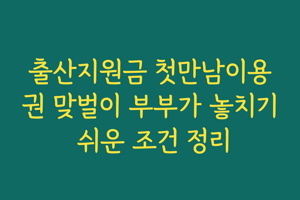 출산지원금 첫만남이용권 맞벌이 부부가 놓치기 쉬운 조건 정리