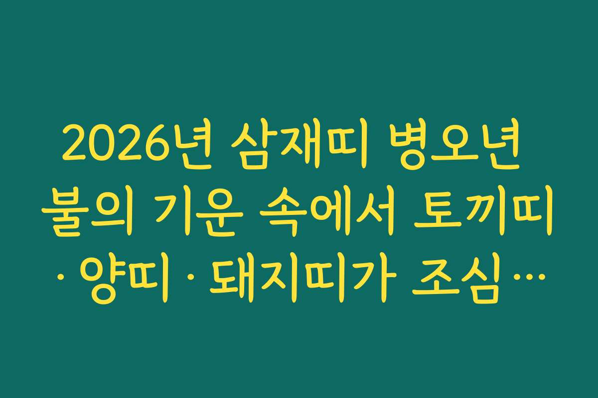 2026년 삼재띠 병오년 불의 기운 속에서 토끼띠·양띠·돼지띠가 조심할 부분