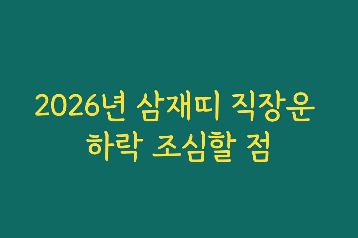2026년 삼재띠 직장운 하락 조심할 점