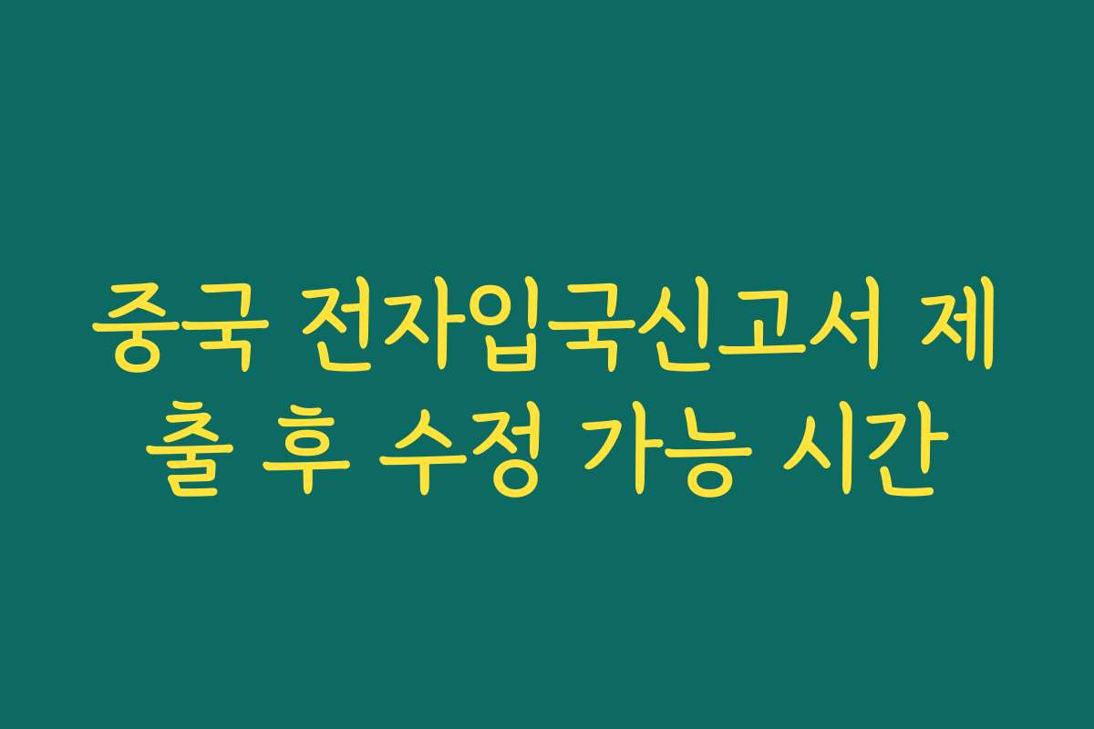 중국 전자입국신고서 제출 후 수정 가능 시간