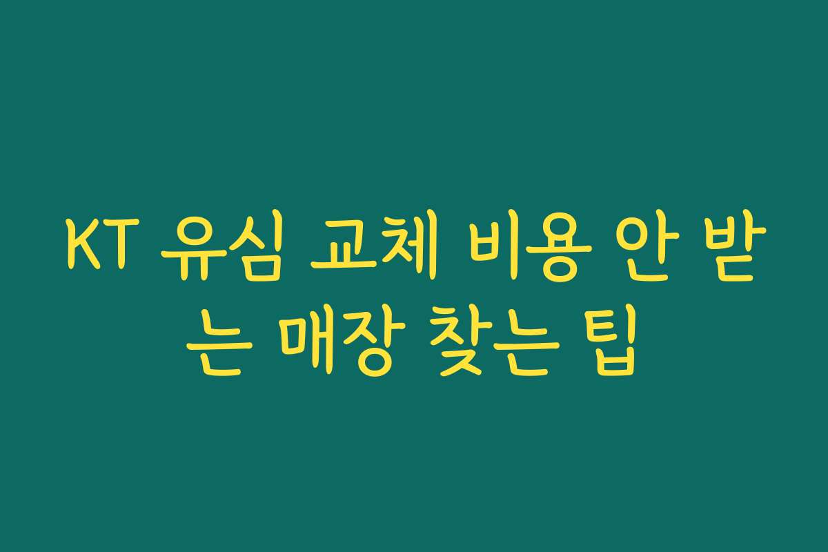 KT 유심 교체 비용 안 받는 매장 찾는 팁