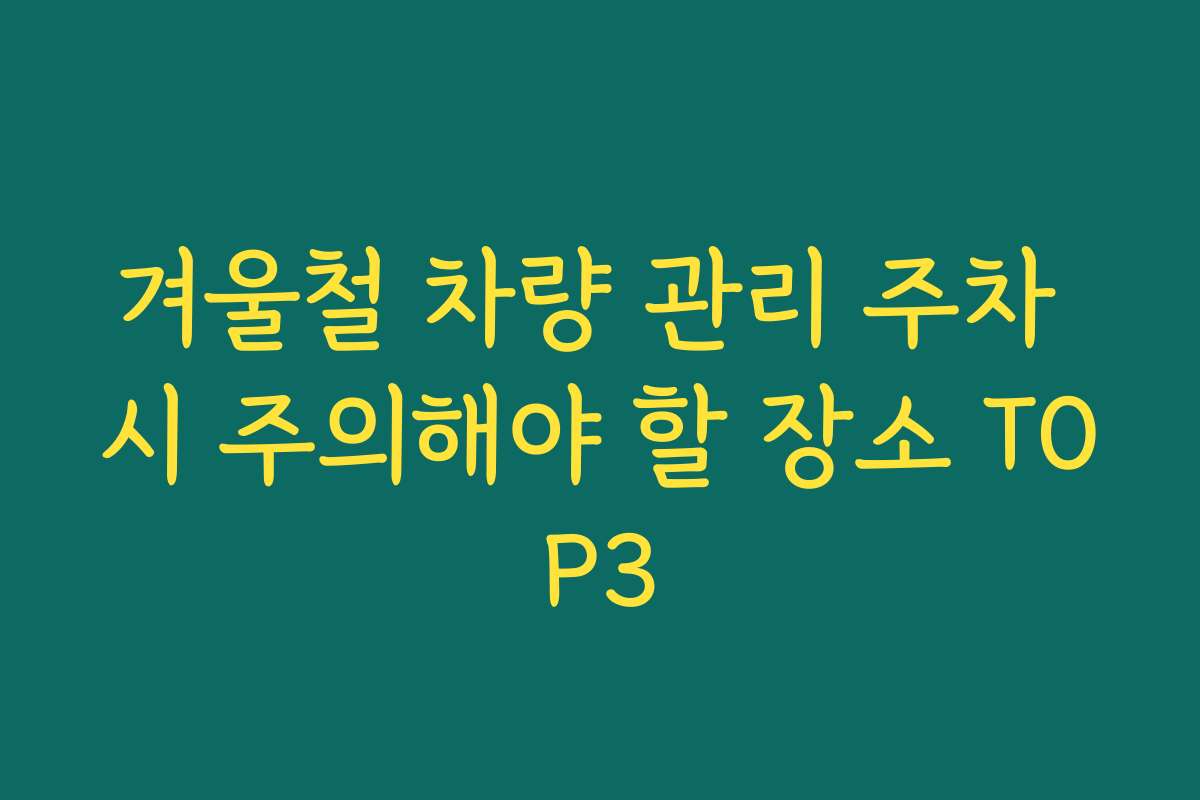 겨울철 차량 관리 주차 시 주의해야 할 장소 TOP3