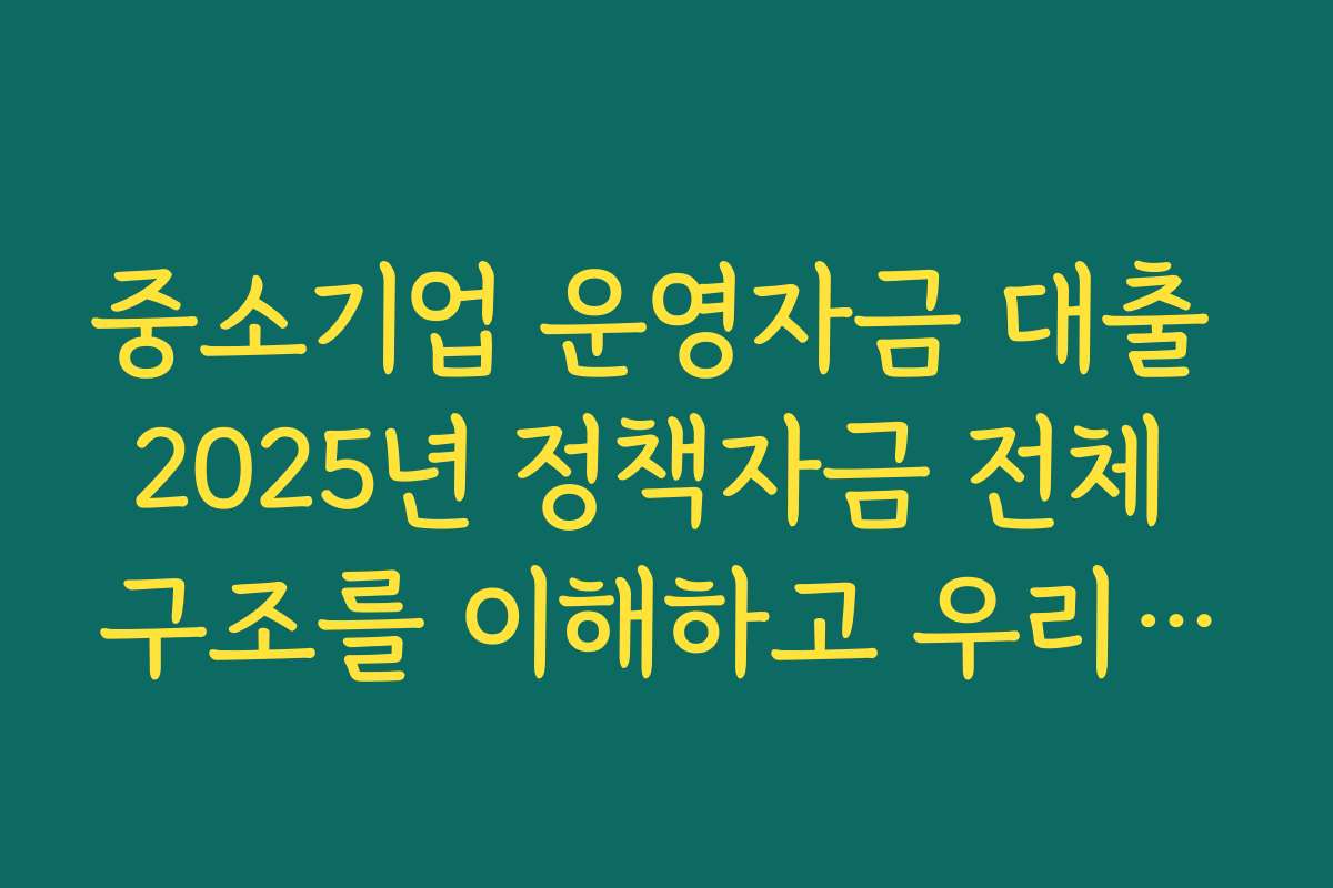 중소기업 운영자금 대출 2025년 정책자금 전체 구조를 이해하고 우리 회사 포지션 찾기