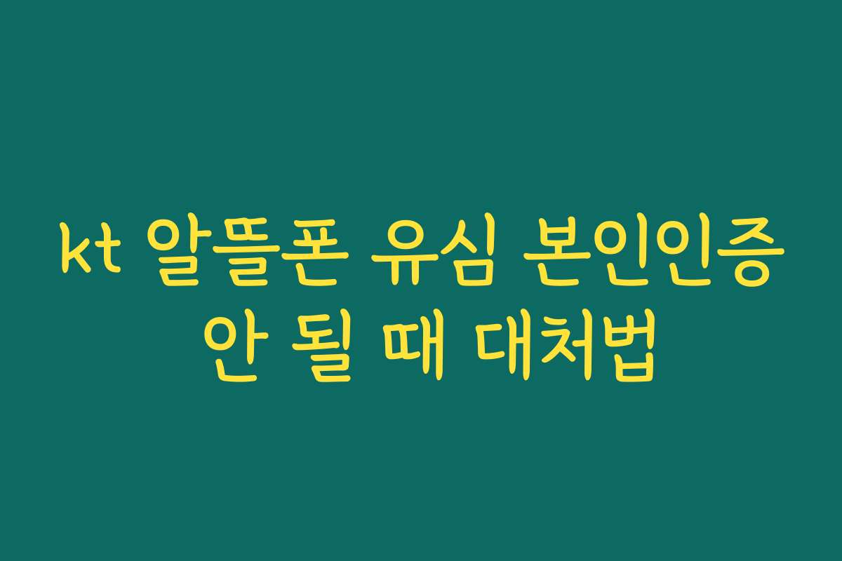 kt 알뜰폰 유심 본인인증 안 될 때 대처법