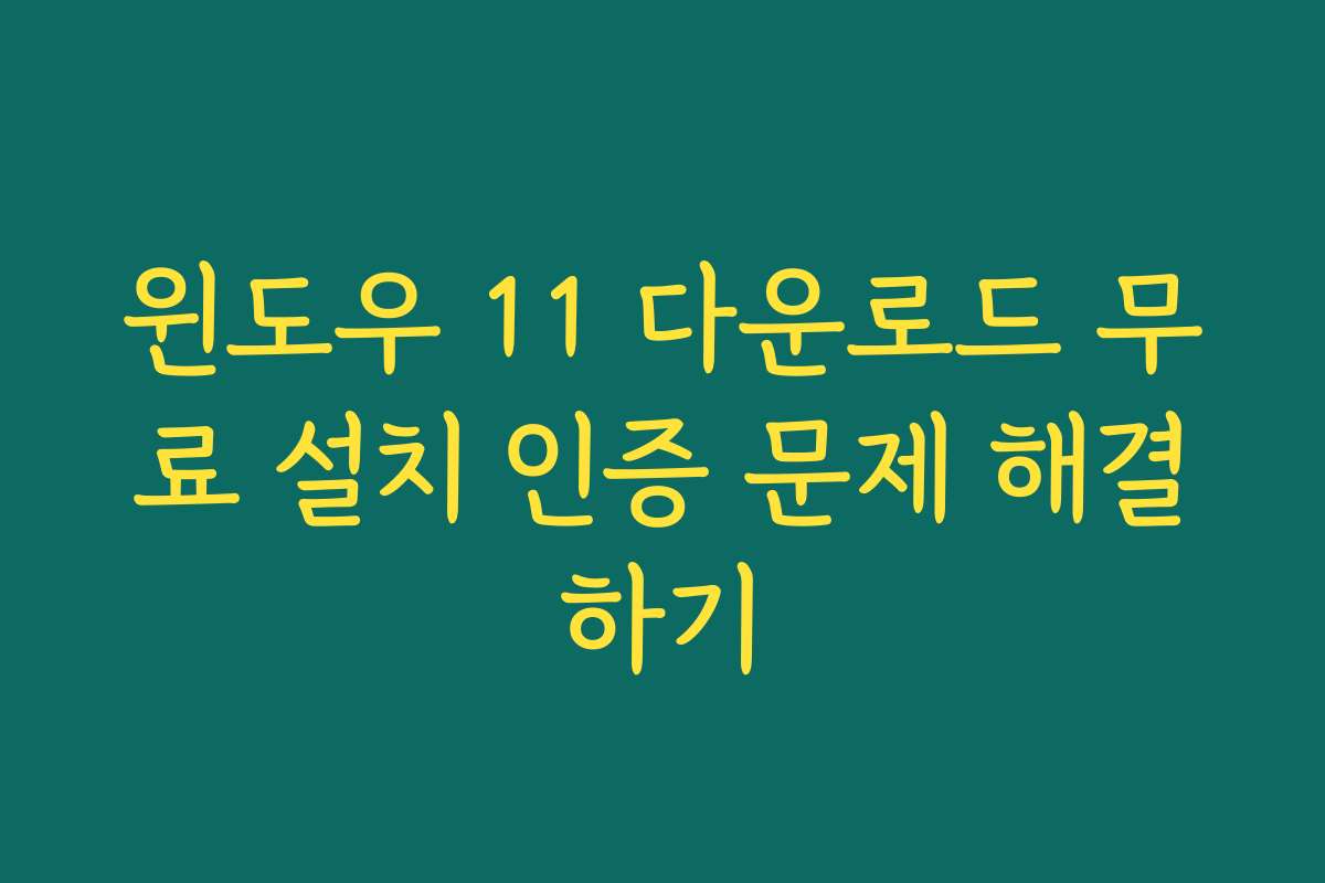 윈도우 11 다운로드 무료 설치 인증 문제 해결하기