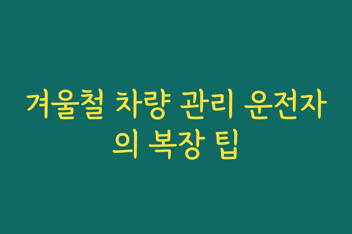 겨울철 차량 관리 운전자의 복장 팁
