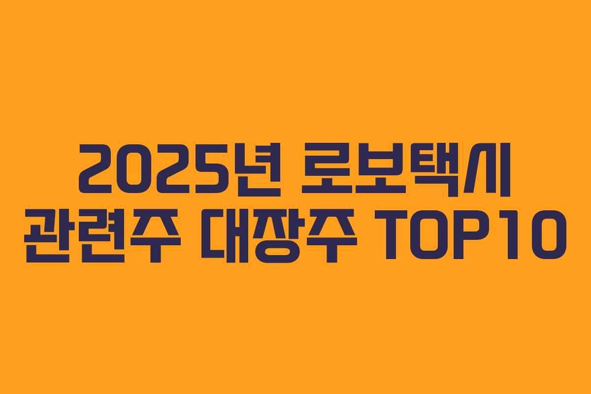 2025년 로보택시 관련주 대장주 TOP10