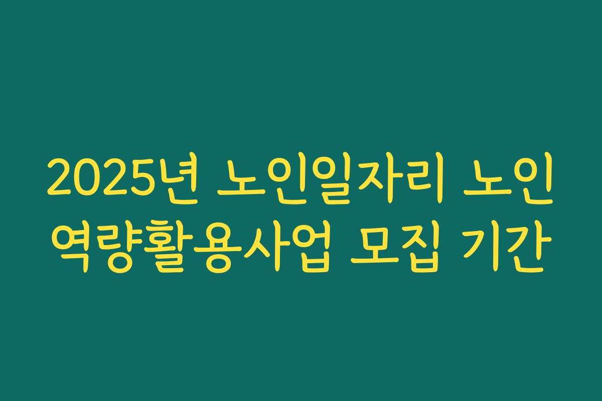 2025년 노인일자리 노인역량활용사업 모집 기간